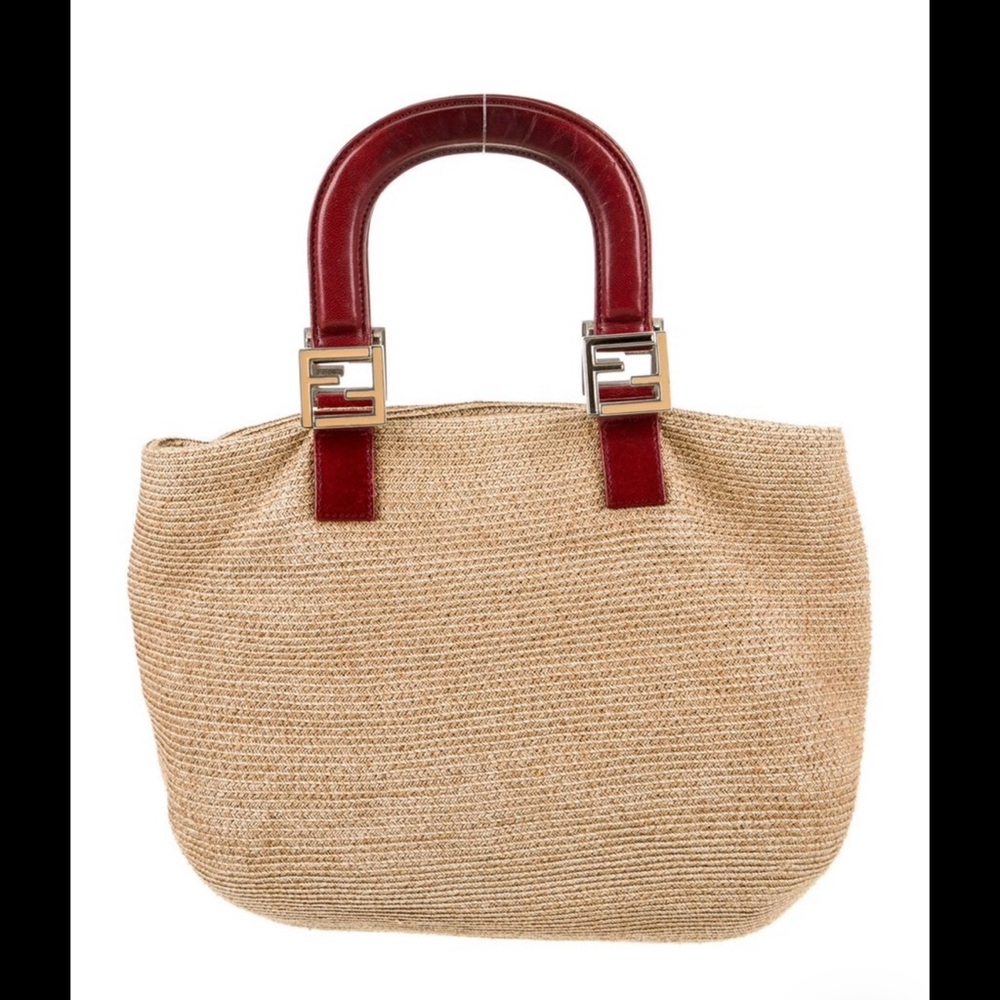 Fendi Mamma Baguette Raffia Straw Handbag - Picture 2 of 5